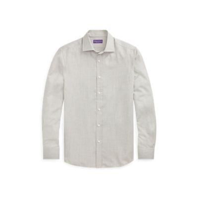 Ralph Lauren Tick-weave Wool-silk Shirt Grey And Cream