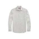 Ralph Lauren Tick-weave Wool-silk Shirt Grey And Cream