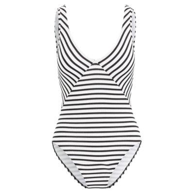 Ralph Lauren Striped Lace-up One-piece Suit Black/white