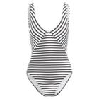 Ralph Lauren Striped Lace-up One-piece Suit Black/white