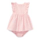 Ralph Lauren Eyelet Cotton Dress & Bloomer Hint Of Pink 18m