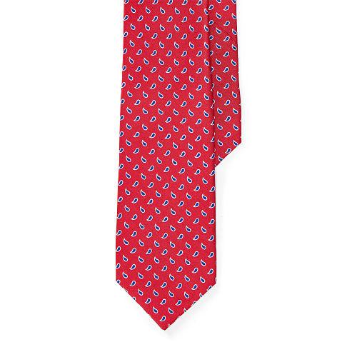 Polo Ralph Lauren Neat Silk Shantung Narrow Tie Red/navy