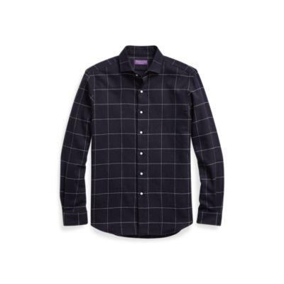 Ralph Lauren Windowpane Flannel Shirt Navy And Cream