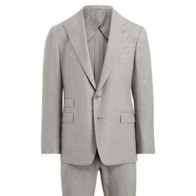 Ralph Lauren Handmade Herringbone Suit Light Grey And Cream