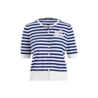 Ralph Lauren Monogram Striped Cardigan Sapphire/soft White Sp