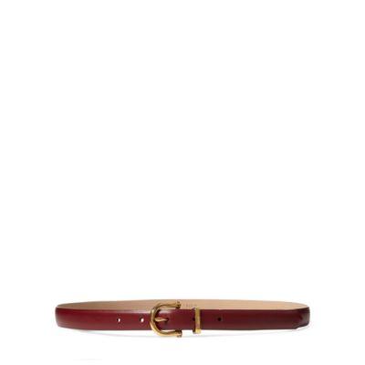 Ralph Lauren Nappa Leather Skinny Belt Oxblood