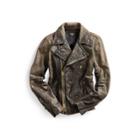 Ralph Lauren Leather Moto Jacket Black Over Brown