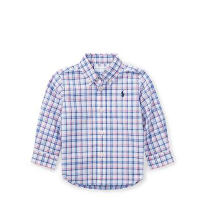 Ralph Lauren Plaid Stretch Cotton Shirt White Multi 6m