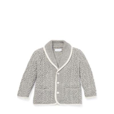 Ralph Lauren Aran Merino-cotton Cardigan Medium Grey Heather 12m