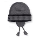 Ralph Lauren Striped Wool Earflap Hat Medium Grey Heather 3-9m