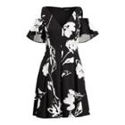 Ralph Lauren Floral Sateen Dress Black/white/multi