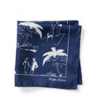 Ralph Lauren Print Silk Twill Pocket Square Navy