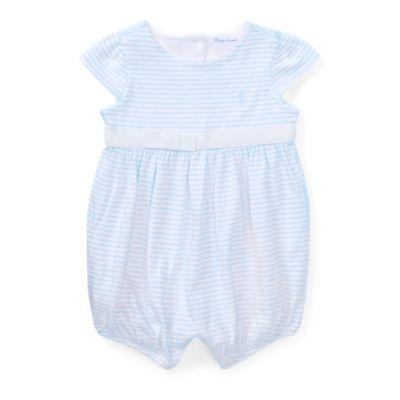 Ralph Lauren Striped Cotton Jersey Romper Beryl Blue/white 3m