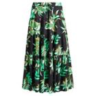 Ralph Lauren Fern-print Poplin Midi Skirt Black Multi
