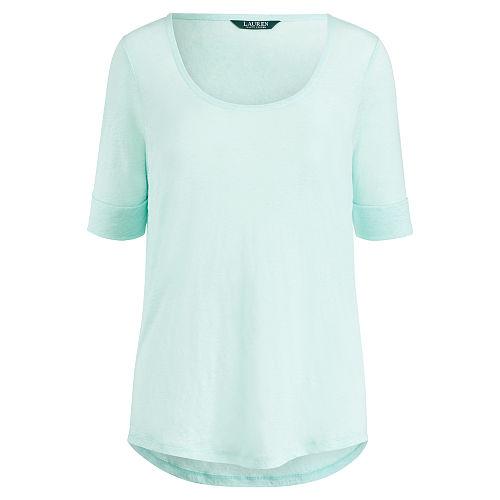 Ralph Lauren Lauren Linen Scoopneck Tee Light Aquamarine