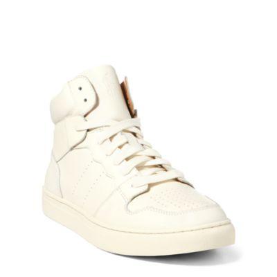 Ralph Lauren Jory Calfskin High-top Sneaker Artist Cream