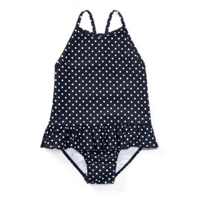Ralph Lauren Polka-dot One-piece Swimsuit Hunter Navy/white 24m