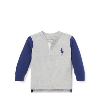 Ralph Lauren Cotton Mesh Henley Shirt Lt Sport Heather 6m