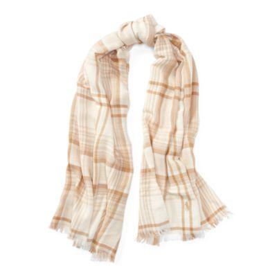 Ralph Lauren Flannel Plaid Scarf Cllction Cream/camel