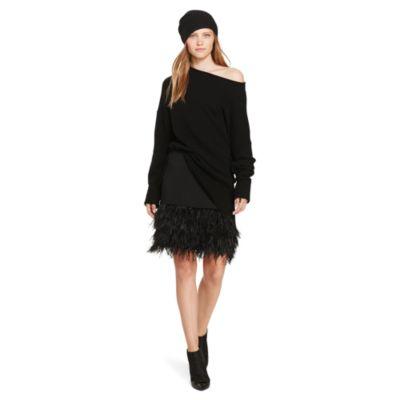 Ralph Lauren Feather-trim Ponte Skirt Polo Black