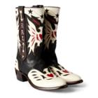 Ralph Lauren New Plainview Calfskin Boot Black Cream Red