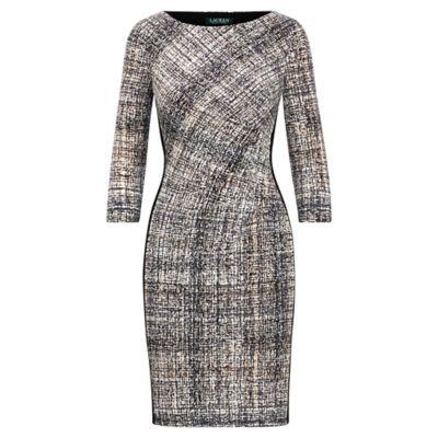 Ralph Lauren Crosshatch-print Jersey Dress Stone-black-multi-black