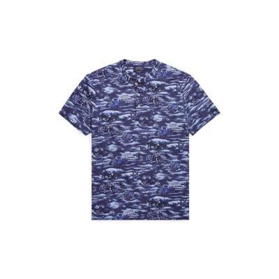 Ralph Lauren Featherweight Mesh Henley Indigo Island Hawaiian Xl Tall