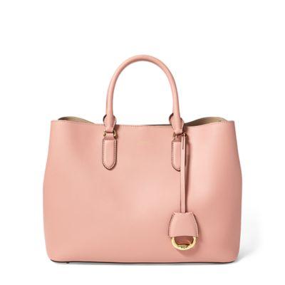 Ralph Lauren Leather Marcy Satchel Rose Smoke