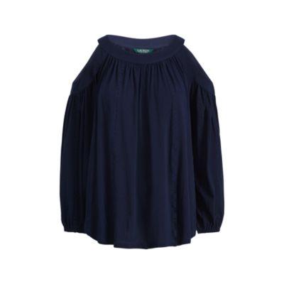 Ralph Lauren Jersey Cold-shoulder Top Rl Navy