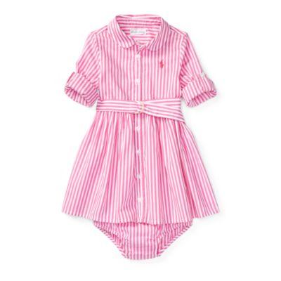 Ralph Lauren Striped Shirtdress & Bloomer Pink/white 6m