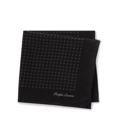 Ralph Lauren Geometric Silk Pocket Square Charcoal