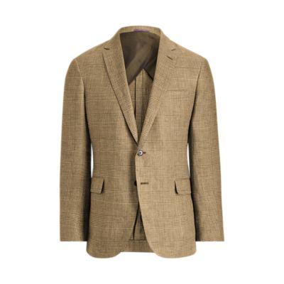 Ralph Lauren Nigel Plaid Linen Sport Coat Brown And Olive