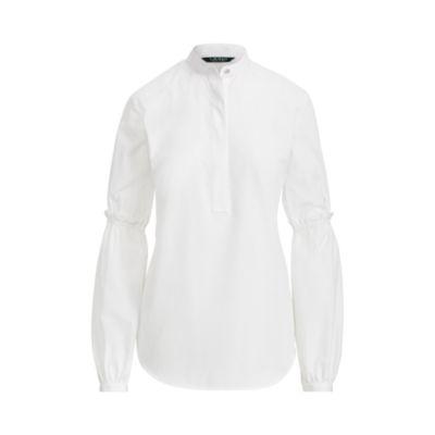 Ralph Lauren Broadcloth Bishop-sleeve Shirt White