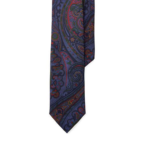 Polo Ralph Lauren Paisley Silk Twill Narrow Tie Navy