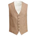 Ralph Lauren Textured Linen Vest Dark Brown And Tan