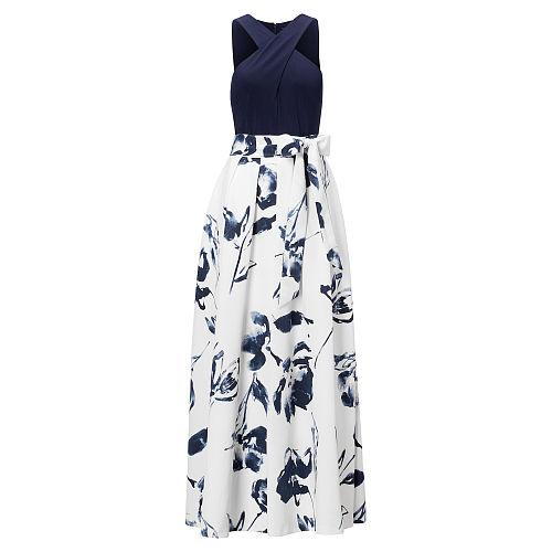 Ralph Lauren Lauren Floral-print Ballgown Colonial Cream Navy