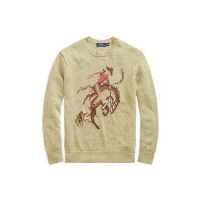 Ralph Lauren Cowboy Linen-silk Sweater Faded Green