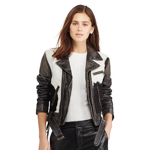 Polo Ralph Lauren Haircalf-panel Leather Jacket Polo Black