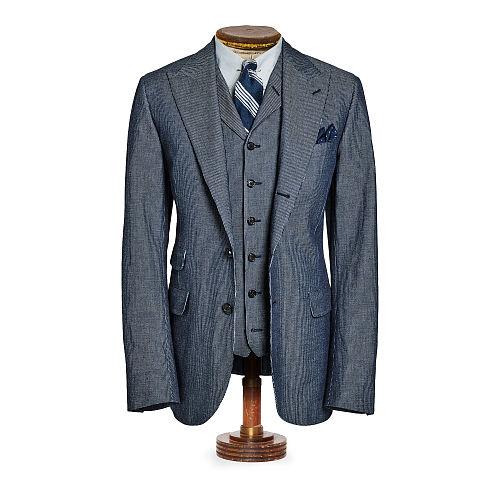 Ralph Lauren Rrl Collins Dobby Sport Coat Indigo White