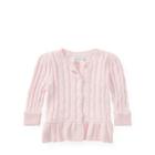 Ralph Lauren Cable Cotton Peplum Cardigan Hint Of Pink 24m