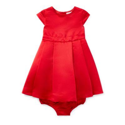 Ralph Lauren Pleated Satin Dress & Bloomer Rl2000 Red 6m