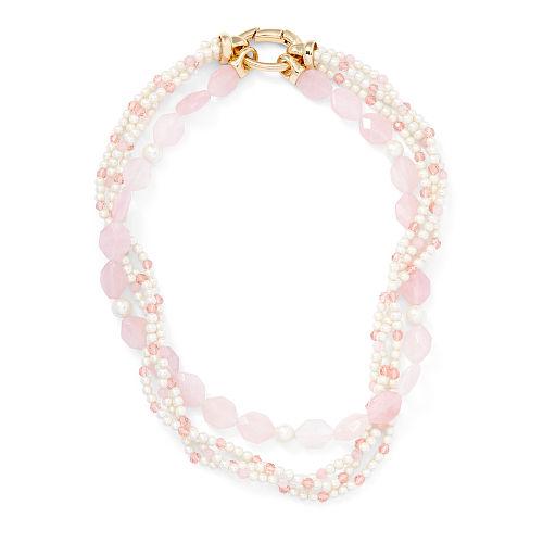 Ralph Lauren Lauren Rose Quartz Torsade Necklace Gold/pearl/pink