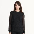 Ralph Lauren Lauren Lace Sheer-sleeve Sweatshirt Black