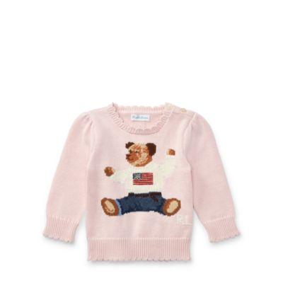 Ralph Lauren Cotton Polo Bear Sweater Powder Pink 3m