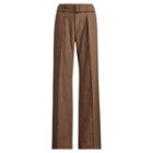 Ralph Lauren Buckled Tweed Wide-leg Pant Brown/camel Houndstooth