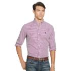 Polo Ralph Lauren Striped Poplin Sport Shirt Red Wine/white