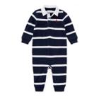 Ralph Lauren Striped Cotton Rugby Coverall French Navy Multi 6m