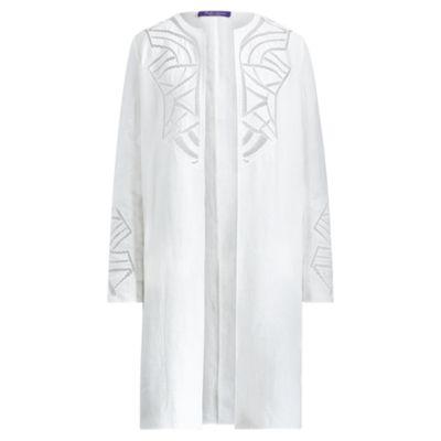 Ralph Lauren Cora Embroidered Linen Coat Off White