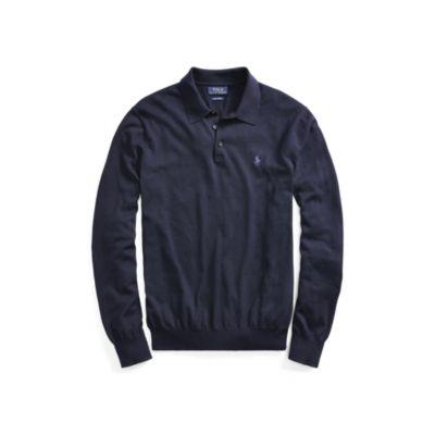 Ralph Lauren Polo-collar Cotton Sweater Hunter Navy