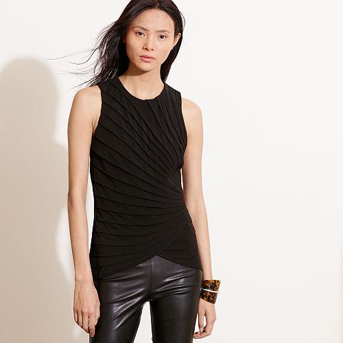 Ralph Lauren Lauren Pressed-pleat Jersey Tank Black